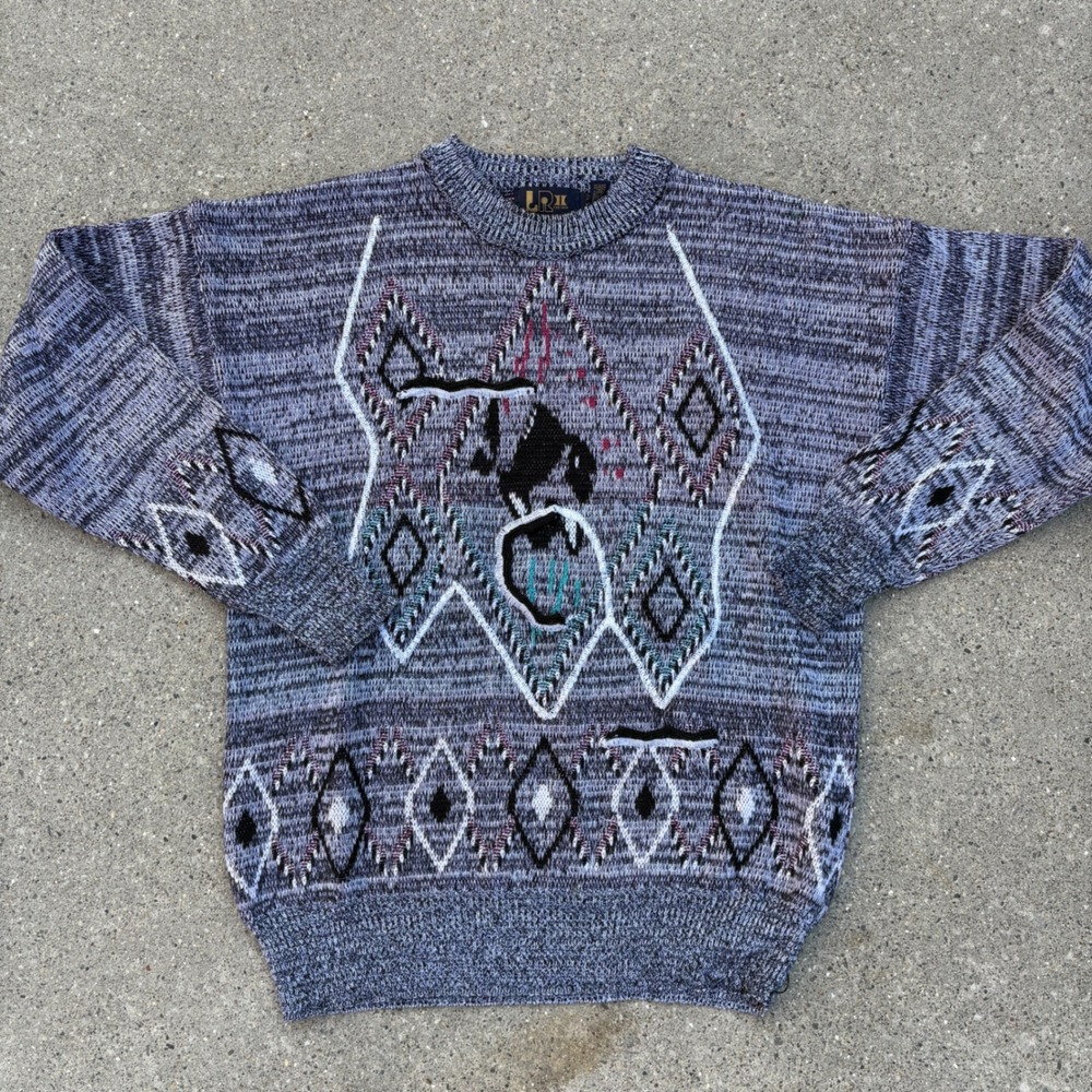 Vintage L R II LeRoy Knit Sweater Mens Geometric Pattern Multicolor Medium - Picture 2 of 5